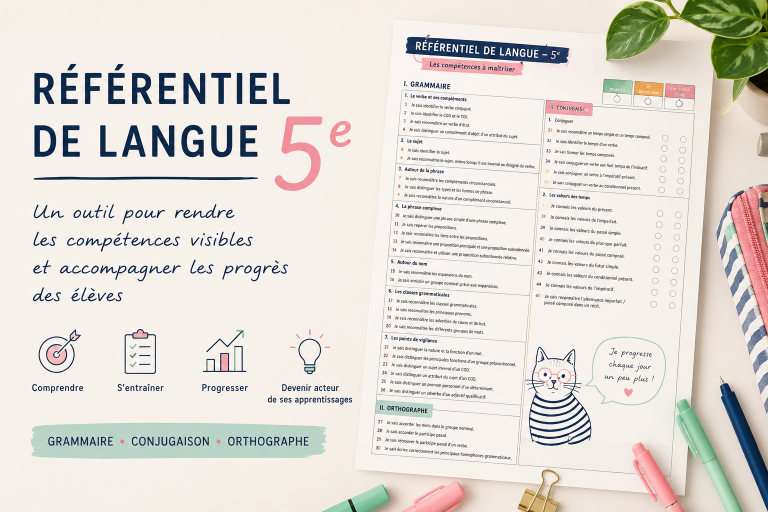 Référentiel de langue 5e : un outil pour rendre les compétences visibles et accompagner les progrès des élèves