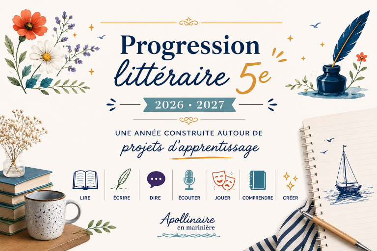 Progression littéraire 5e (2026-2027) : une année construite autour de projets d’apprentissage